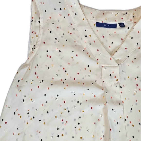 APT.9 Sleeveless Blouse Womens XL White Dotted Polka Dot Lightweight Top - Picture 4 of 5